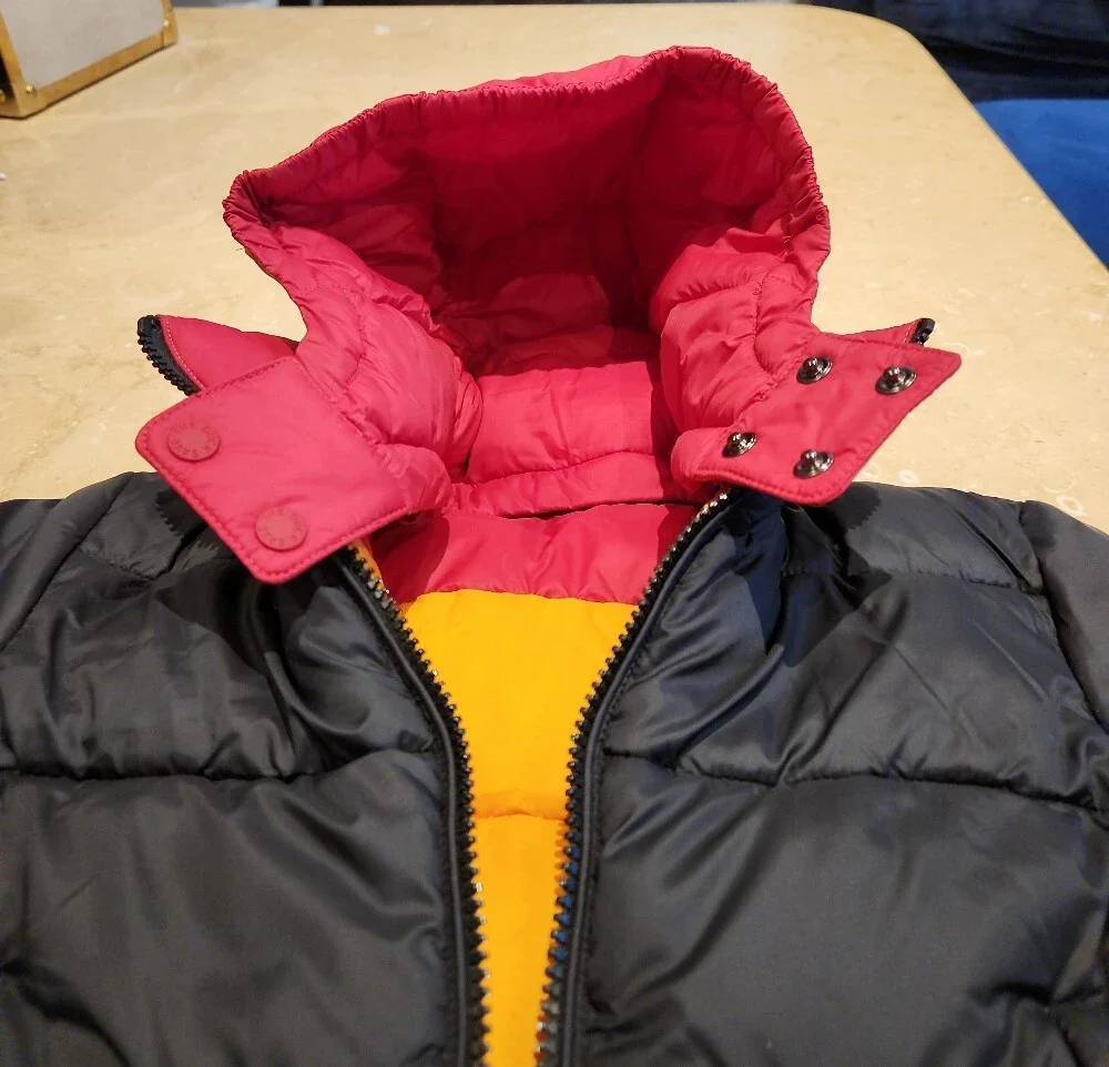 SAVE THE DUCK Kids Black Puffer Jacket with Pink Hood Lining